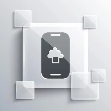 Grey Cloud technology data transfer and storage icon isolated on grey background Stock Illustration