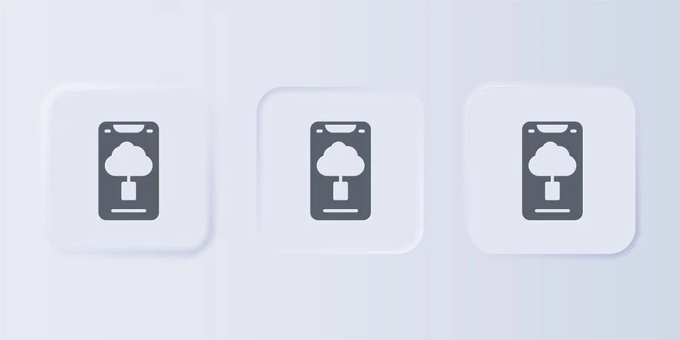 Grey Cloud technology data transfer and storage icon isolated on grey backg.. Illustrazione stock