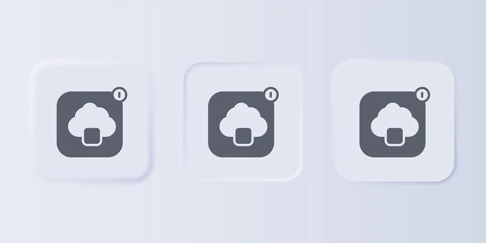 Grey Cloud technology data transfer and storage icon isolated on grey backg.. Illustrazione stock