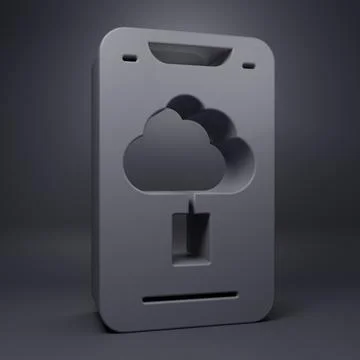 Grey Cloud technology data transfer and storage icon isolated on grey backg.. 스톡 일러스트