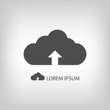 Grey cloud with uploading sign as logo Stock Illustration