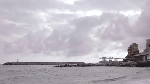 Grey Clouds and Sea Stock Footage 78594879