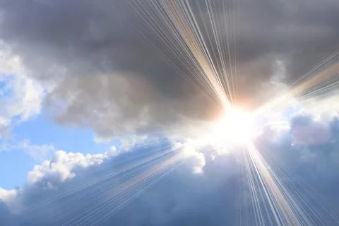 Grey clouds and sunlight Stock Photos
