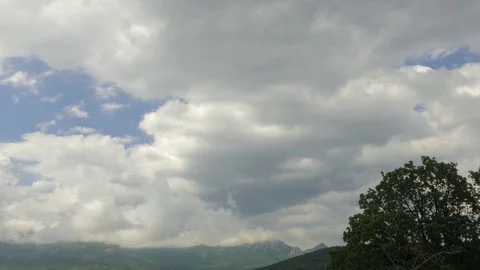 Grey clouds in blue sky, time lapse Stock Footage 79446716