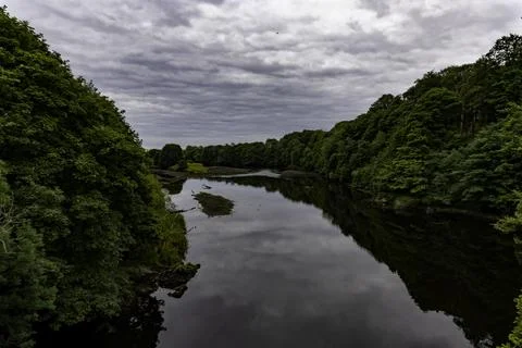 Grey clouds over the River Don in Aberdeen, Scotland Foto stock