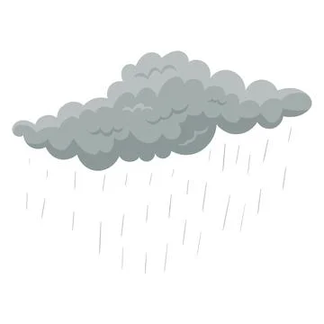 Grey clouds with rain. Drawing of rain or thunder cloud isolated on white b.. Stock Illustration