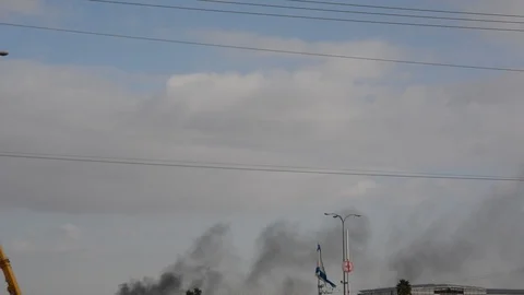 Grey clouds before tropic rain. dade palm on backgraund. 스톡 동영상 120944667