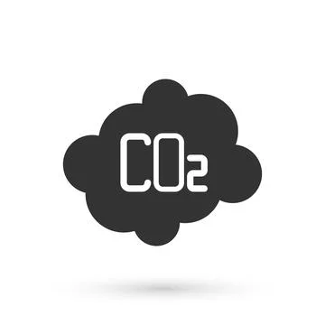 Grey CO2 emissions in cloud icon isolated on white background. Carbon dioxide Illustrazione stock