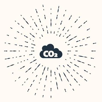 Grey CO2 emissions in cloud icon isolated on beige background. Carbon dioxide Illustrazione stock