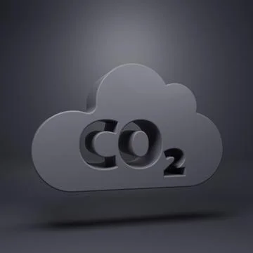 Grey CO2 emissions in cloud icon isolated on grey background. Carbon dioxid.. Stock Illustration