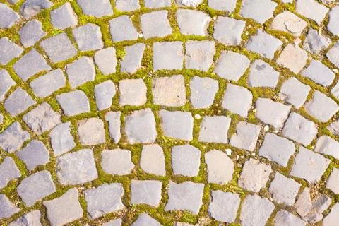 Grey cobblestone walkway pattern Foto stock
