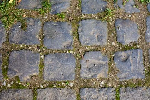 Grey cobblestone walkway pattern Stock Photos
