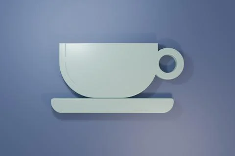 Grey Coffee cup flat icon isolated on purple-blue background. Tea cup. Hot .. Stock Photos