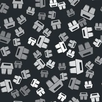 Grey Coffee cup to go icon isolated seamless pattern on black background.  Ve Stock Illustration