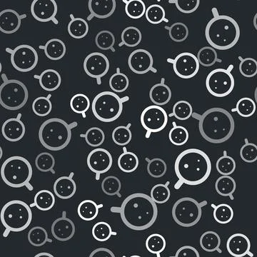 Grey Coffee cup icon isolated seamless pattern on black background. Tea cup. Hot Stock Illustration