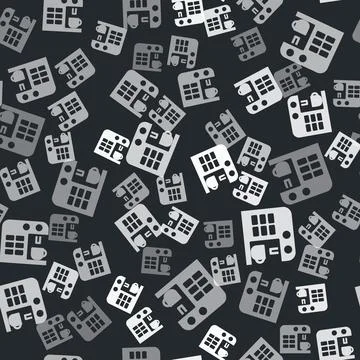 Grey Coffee machine icon isolated seamless pattern on black background. Vector 스톡 일러스트