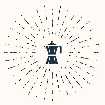 Grey Coffee maker moca pot icon isolated on beige background. Abstract circle Stock Illustration