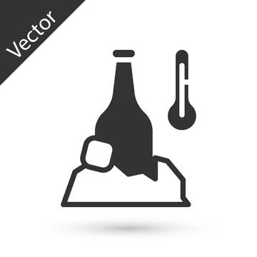Grey Cold beer bottle icon isolated on white background. Vector Stock Illustration