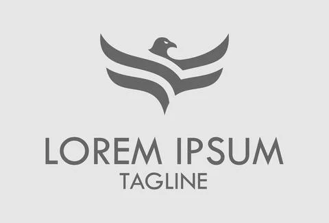 Grey Color Monogram Abstract Simple Eagle Bird Logo Design	 Illustrazione stock