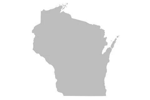 Grey color Wisconsin map, solid map 스톡 일러스트