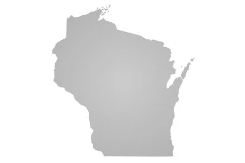 Grey color Wisconsin map, solid map 스톡 일러스트