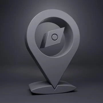 Grey Compass icon isolated on grey background. Windrose navigation symbol. .. Stock Illustration