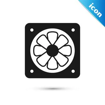 Grey Computer cooler icon isolated on white background. PC hardware fan. Vector Illustrazione stock