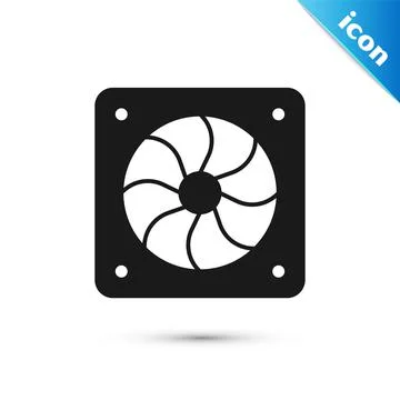 Grey Computer cooler icon isolated on white background. PC hardware fan. Vector イラスト素材