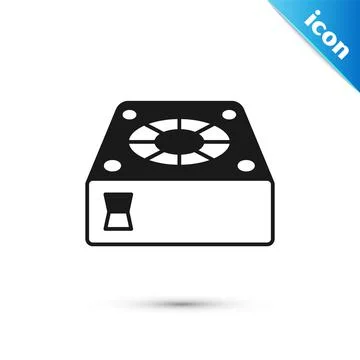 Grey Computer cooler icon isolated on white background. PC hardware fan. Vector 스톡 일러스트