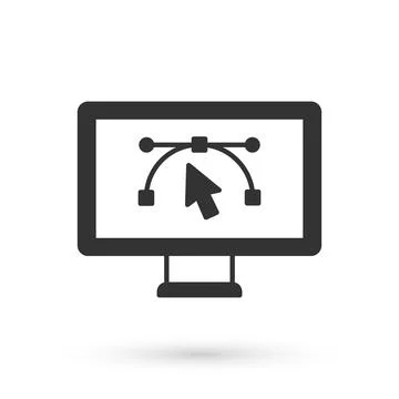 Grey Computer display with vector design program icon isolated on isolated .. Stock Illustration