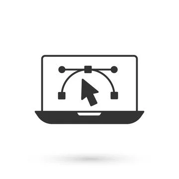 Grey Computer display with vector design program icon isolated on isolated .. Stock Illustration