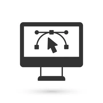 Grey Computer display with vector design program icon isolated on isolated .. Stock Illustration