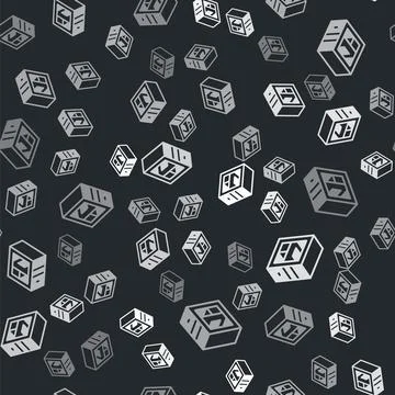 Grey Computer icon isolated seamless pattern on black background. PC component Illustrazione stock