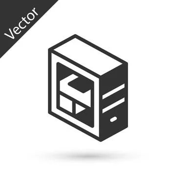 Grey Computer icon isolated on white background. PC component sign. Vector Stock-Illustration