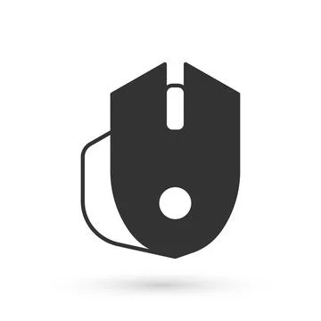 Grey Computer mouse gaming icon isolated on white background. Optical with wheel Illustrazione stock