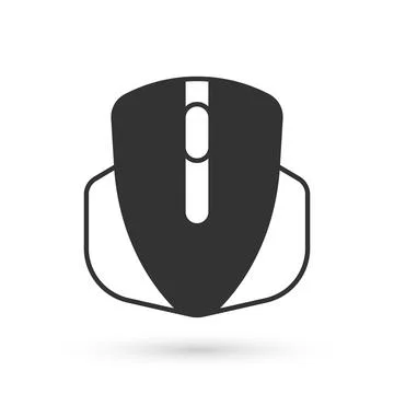 Grey Computer mouse gaming icon isolated on white background. Optical with wheel 스톡 일러스트