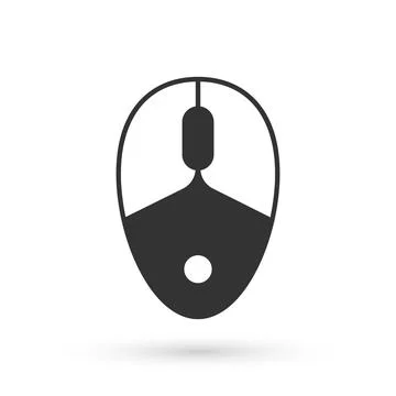 Grey Computer mouse gaming icon isolated on white background. Optical with wheel Stock Illustration
