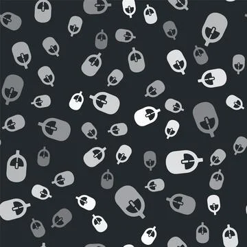 Grey Computer mouse icon isolated seamless pattern on black background. Optical Stock Illustration