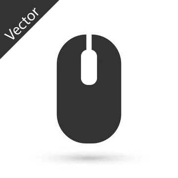 Grey Computer mouse icon isolated on white background. Optical with wheel s.. Illustrazione stock