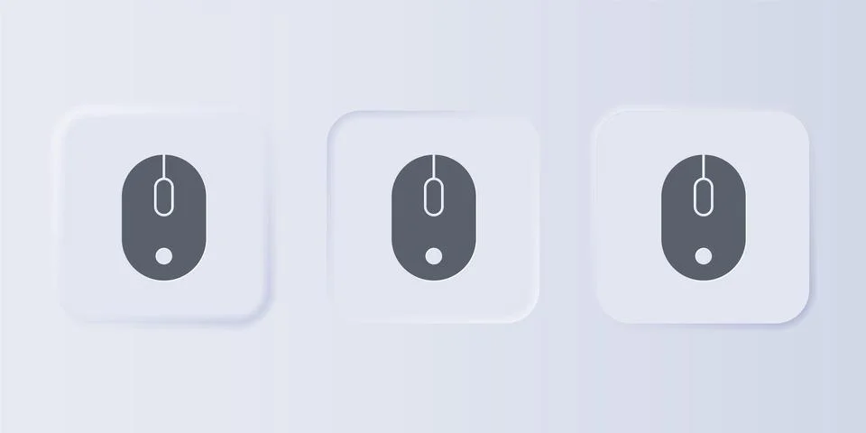 Grey Computer mouse icon isolated on grey background. Optical with wheel sy.. Illustrazione stock