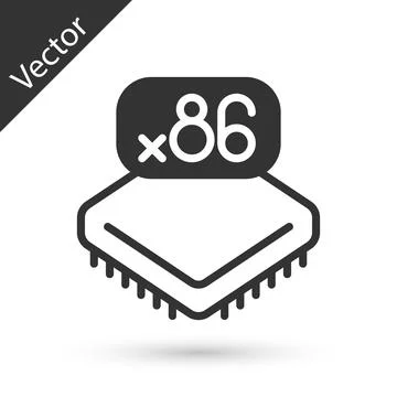 Grey Computer processor with microcircuits CPU icon isolated on white background イラスト素材