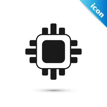 Grey Computer processor with microcircuits CPU icon isolated on white background イラスト素材