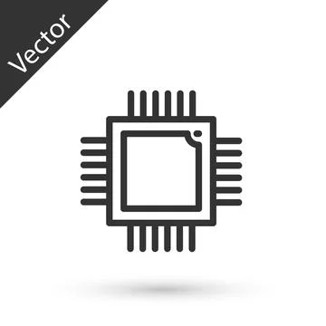 Grey Computer processor with microcircuits CPU icon isolated on white background イラスト素材