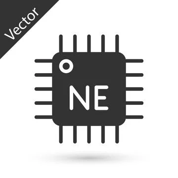 Grey Computer processor with microcircuits CPU icon isolated on white background Stock Illustration