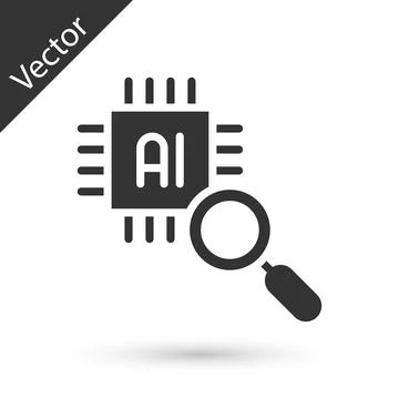 Grey Computer processor with microcircuits CPU icon isolated on white background イラスト素材