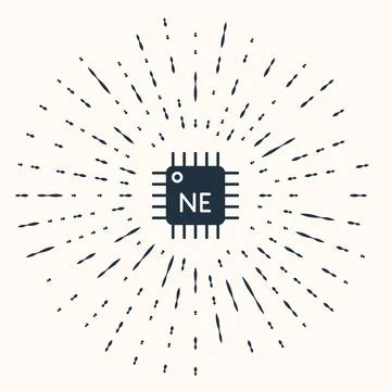 Grey Computer processor with microcircuits CPU icon isolated on beige background Illustrazione stock