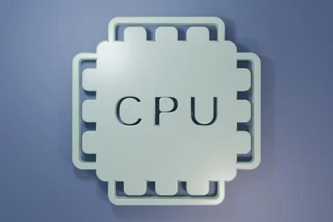 Grey Computer processor with microcircuits CPU icon isolated on purple-blue.. イラスト素材