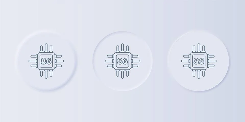 Grey Computer processor with microcircuits CPU icon isolated on grey backgr.. Illustrazione stock