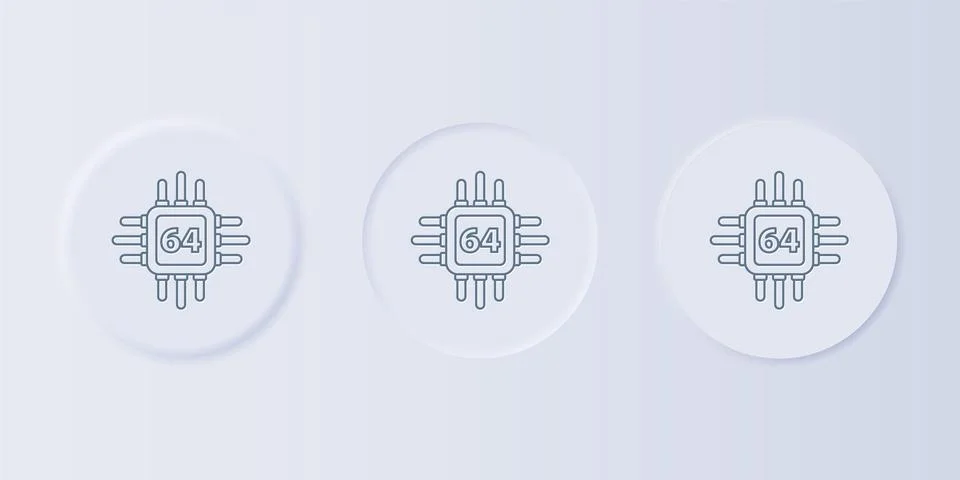 Grey Computer processor with microcircuits CPU icon isolated on grey backgr.. Ilustración de archivo