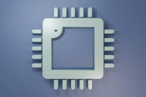 Grey Computer processor with microcircuits CPU icon isolated on purple-blue.. Stock Photos